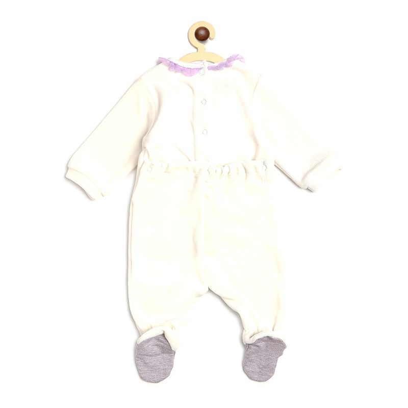 Girls Bronze Velour Nappy Opening Babysuit image number null